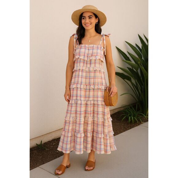 Jacquie The Label Emma Tiered Maxi Dress Summer Brunch size S NWT - Picture 1 of 5